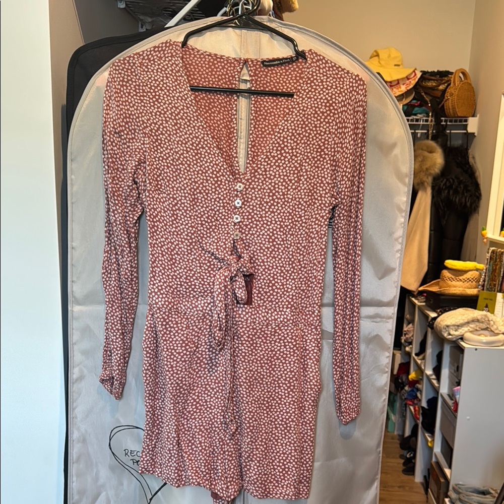 Abercrombie & Fitch Red Patterned Jumpsuit